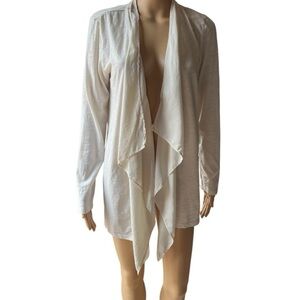 Garnet Hill Elegant Cream Drape Cardigan in Cotton & Silk Size S